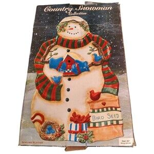 Large Vintage Susan Winget Country Snowman Certified International Platter NEW